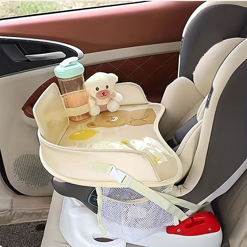 Adorable Cartoon Car Seat Tray with Waterproof Storage - A Versatile Stroller Tray for Your Needs