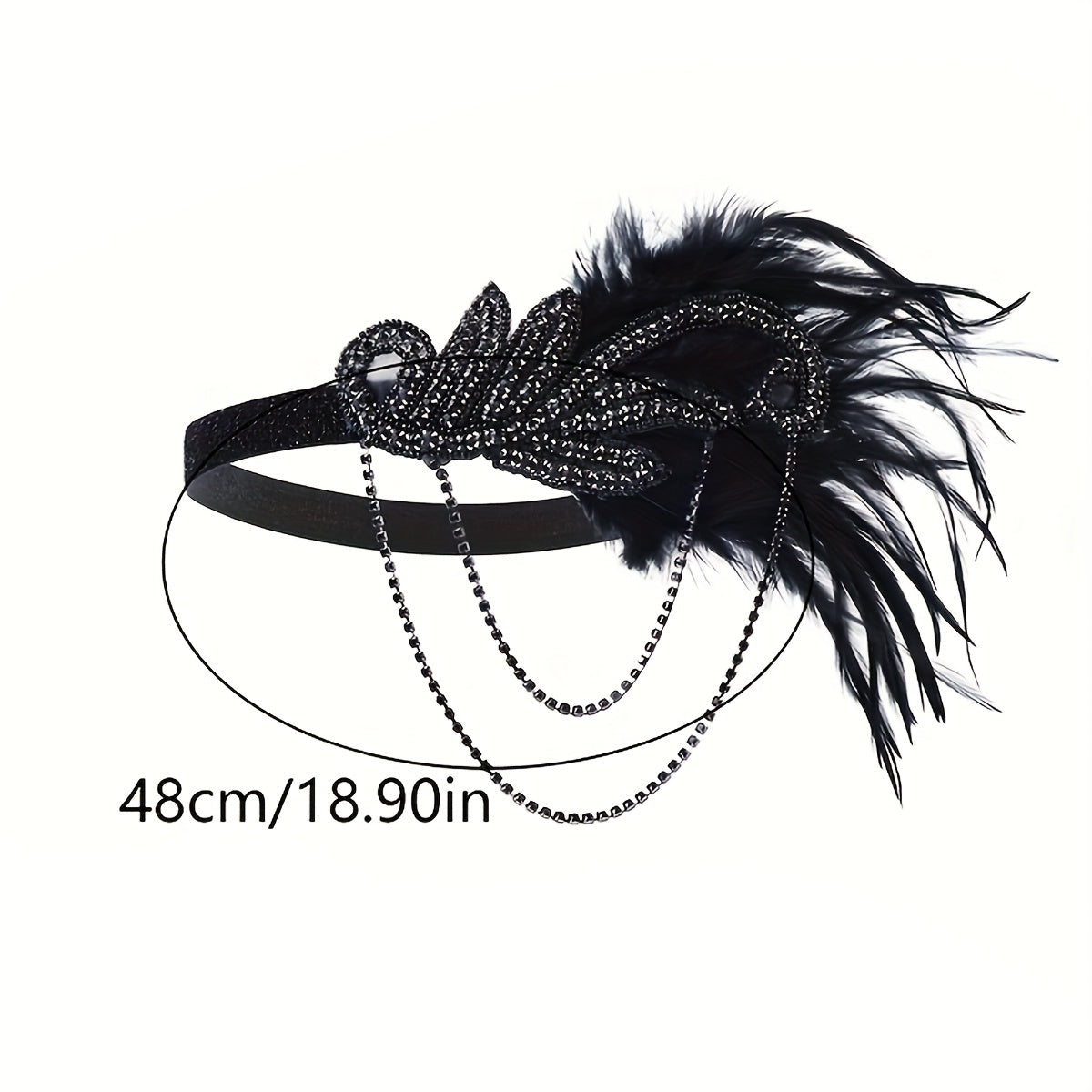 Faux Feather Headband with 1920's Style for Bachelorette Party, Masquerade, Halloween, and Rave - Hair Accessory for Women