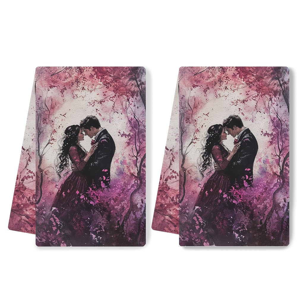 Set the mood in your kitchen with these 2 pieces of Romantic Cherry Blossom Kitchen Towels. These towels are ultra soft and highly absorbent, measuring at 40.64x60.96 cm. They are machine washable and made of polyester, making them durable for everyday