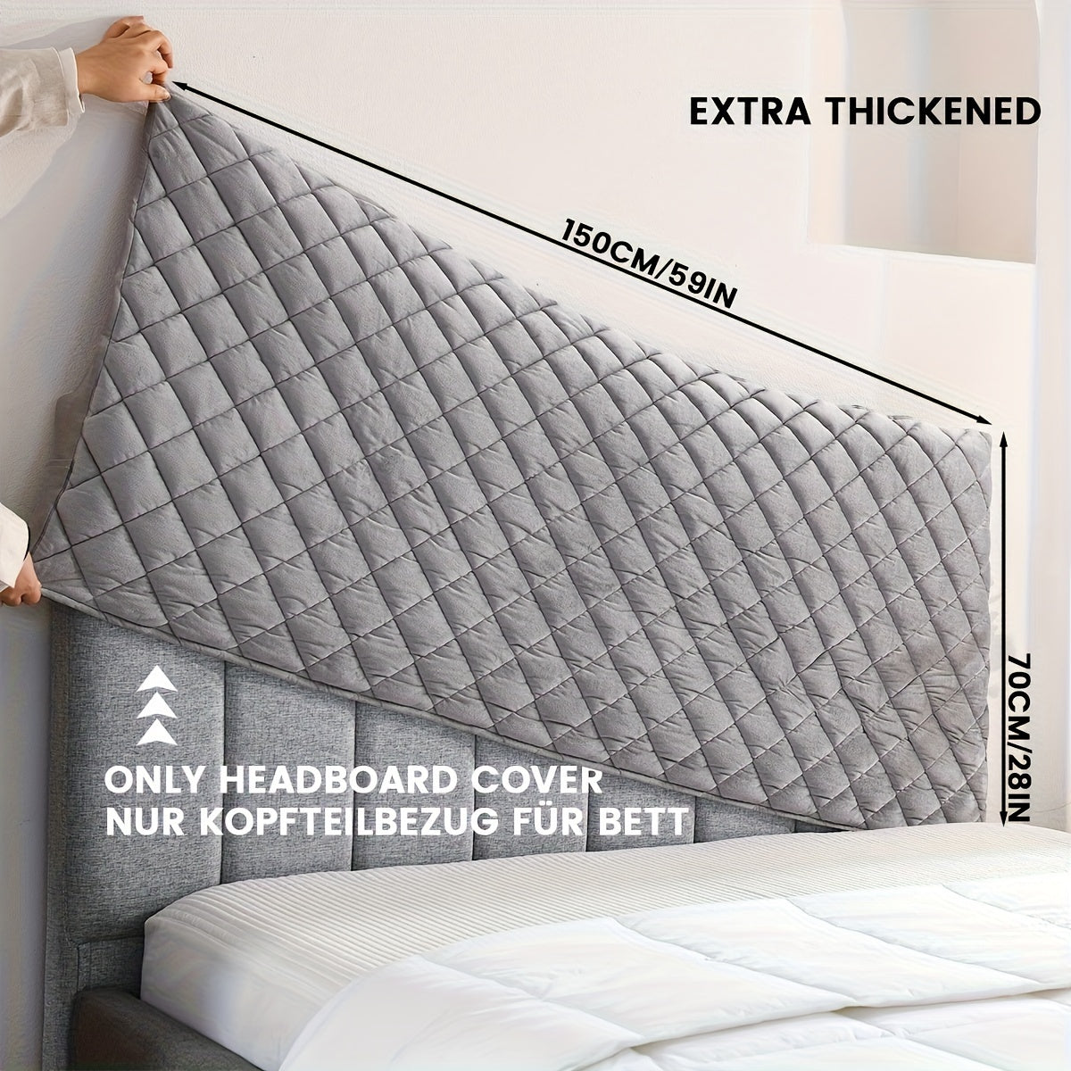 TEXSTEAD Thickened Headboard Cover - Machine Washable, Polyester Fiber Fill - For Bedroom & Living Room Decor