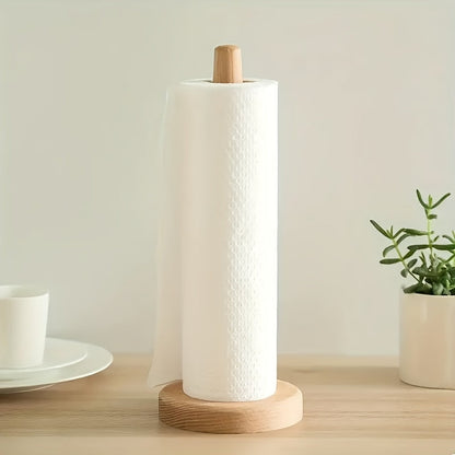 Stylish and durable bamboo paper towel holder with a sleek vertical design, perfect for any room in the house. Features a natural wooden base, making it a practical and beautiful addition to your home decor. Ideal for kitchen, bathroom, bedroom, and