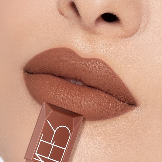 Pudaier Long-Lasting Waterproof Lipstick with high pigment matte finish, natural look for all skin types in Red & Brown Series, infused with plant squalane.