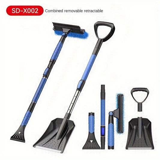 Get ready for winter with the Sleigh Hammer Snow Scraper Set! This versatile kit includes a telescopic ice scraper, removable snow shovel, and non-slip brush, making it the perfect outdoor car snow removal tool for dealing with heavy snow conditions.