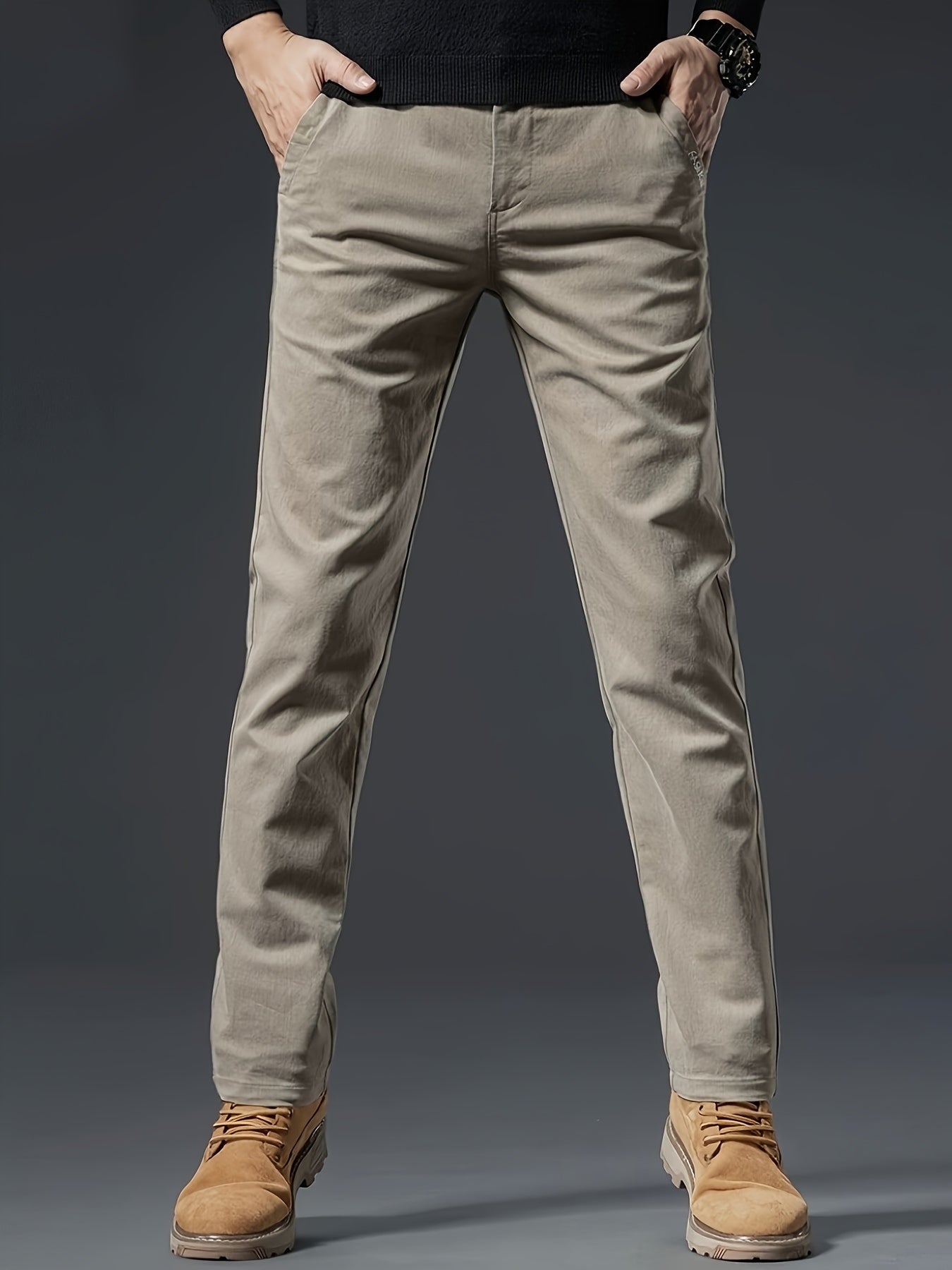 Premium cotton blend straight-leg pants for men - perfect for fall/winter business casual.