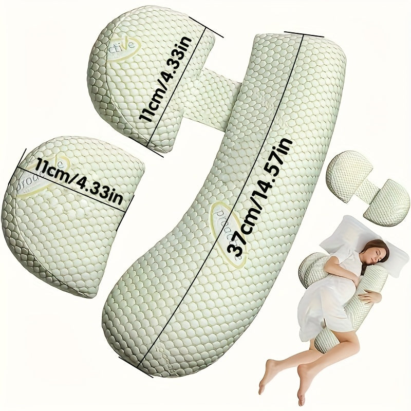 SereneRest Maternity Pillow offers full body support for side sleepers during pregnancy with adjustable H-U shape and extra soft polyester fiber.