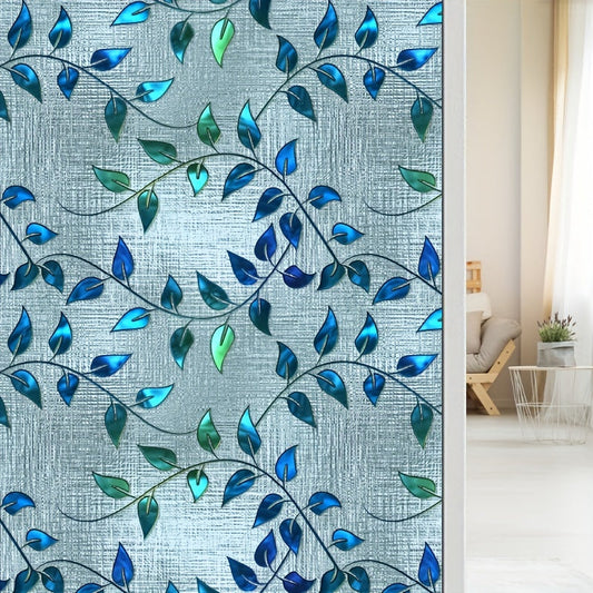 Add a touch of vintage charm to your space with this decorative window film featuring a colorful tree leaf pattern. No need for glue - simply apply with static cling for easy installation. The frosted design provides privacy while still allowing light to