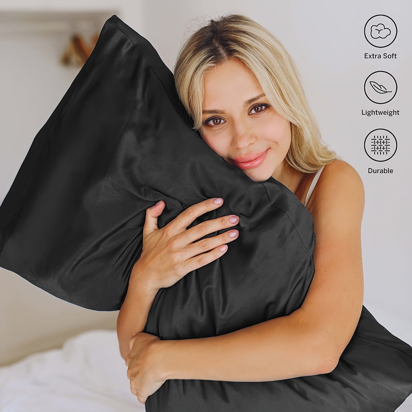 Two pillowcases made of ultra-fine microfiber solid color brushed fabric, fashioned from 100% polyester, perfect for the bedroom. Set includes 2 pillowcases.