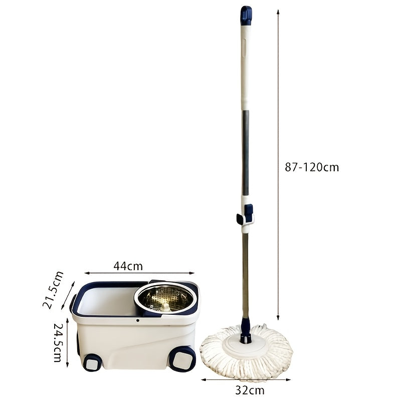 One-piece Rotating Mop and Bucket Set with 4 Wheels, featuring a Liquid Dispenser, Wringer Set, and 360-Degree Rotating Mop Bucket for Floor Cleaning and Mopping. This Household Rotating Mop, also known as a Lazy Mop or Dust Mop, is suitable for both wet