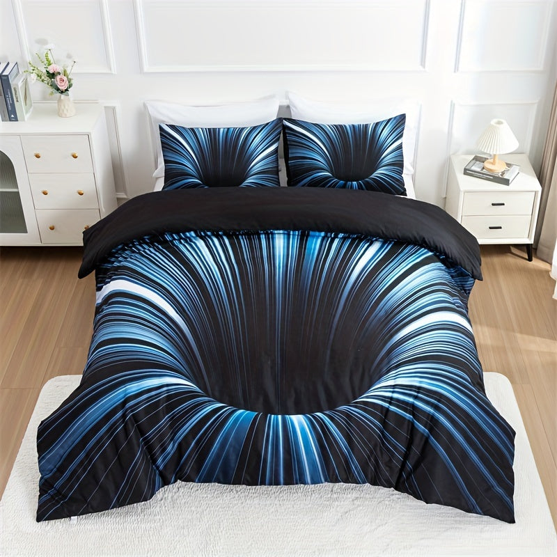 Get the 3-piece 3D Vortex Quilt Cover Set today! This set includes one quilt cover and two pillowcases (pillowcases do not include core). Featuring digital printing technology for high definition printing, this set is made from 100% polyester fiber