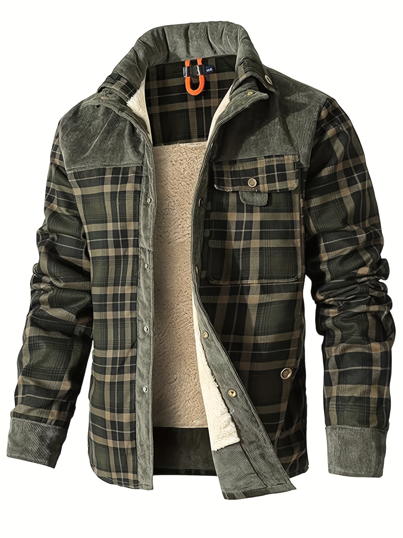 Casual polyester plaid jacket for men, perfect for Fall/Winter weekends.