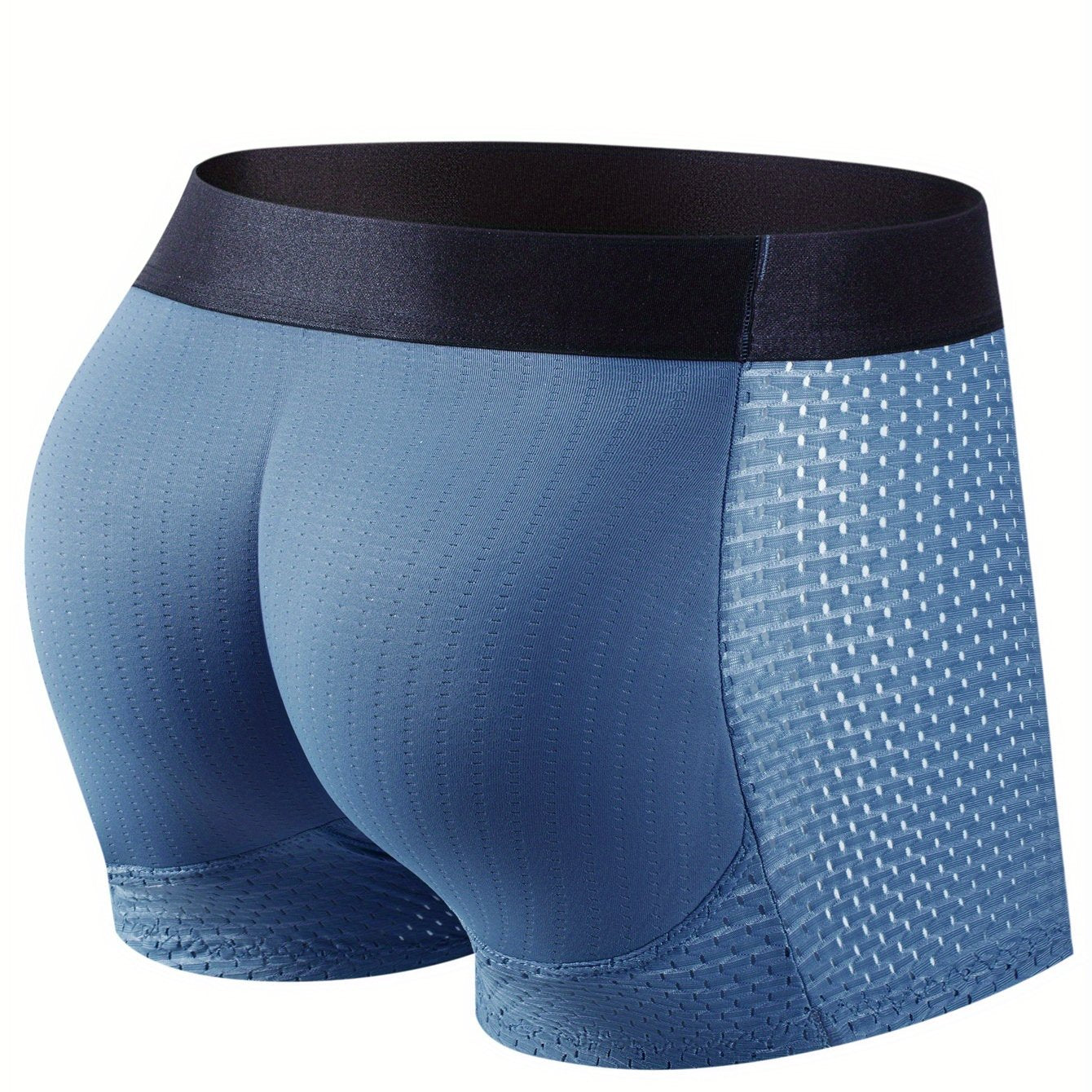 Men's breathable boxer briefs for gym, with butt shaping feature.