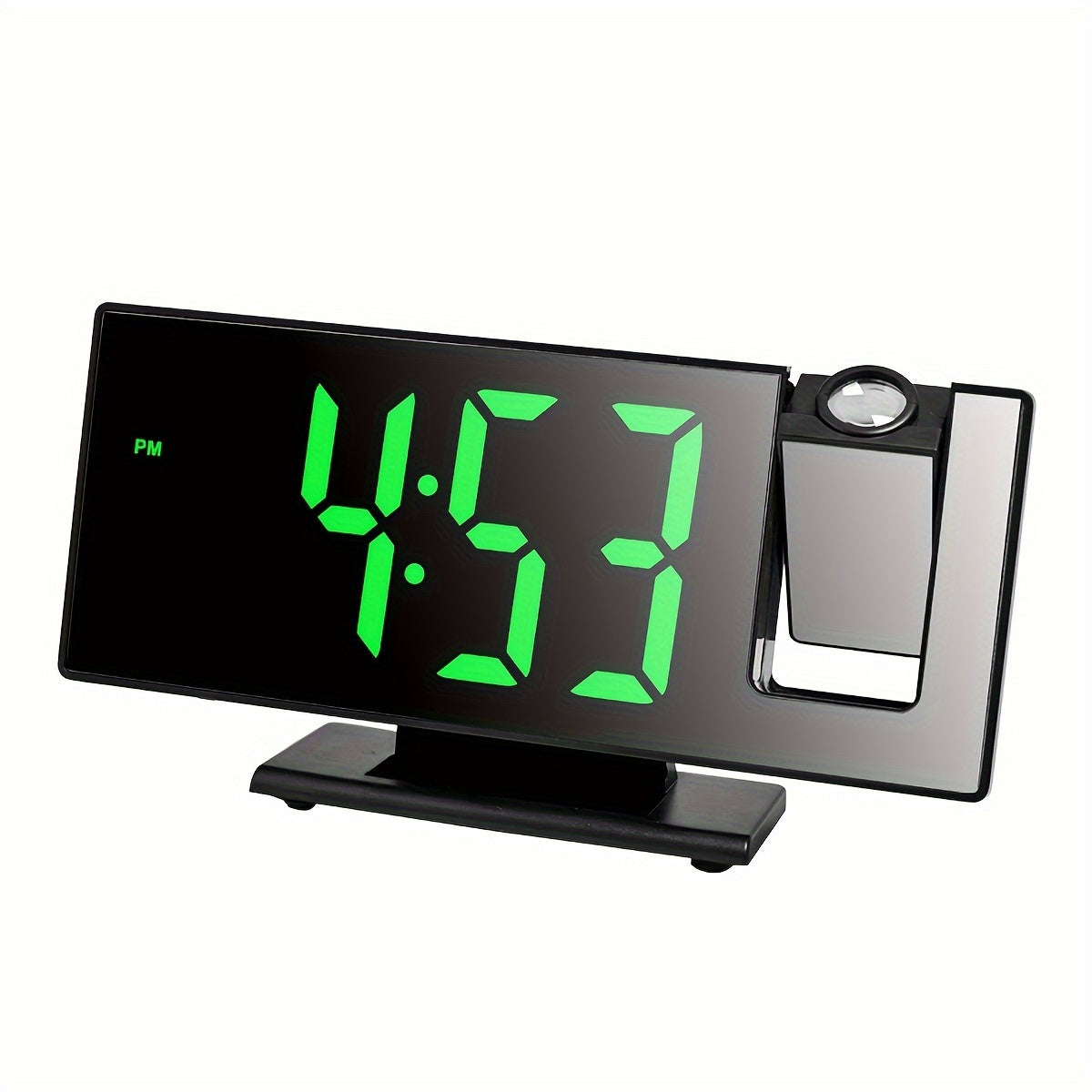 1pc Multi-Function LED Projection Alarm Clock with 180° Flat Display, Time-Date-Temperature Switching, USB Powered, Black Square Design, Modern Digital Clock with Adjustable Projection.