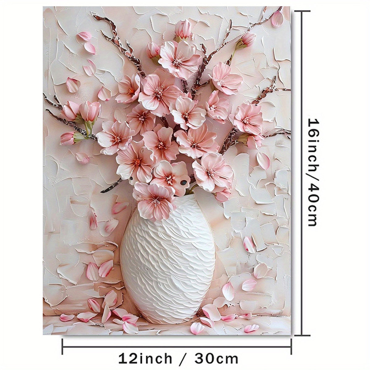 1pc frameless canvas painting featuring a charming pink flower, ideal for wall decoration in homes and offices. Perfect for bedrooms, living rooms, kitchens, and more.