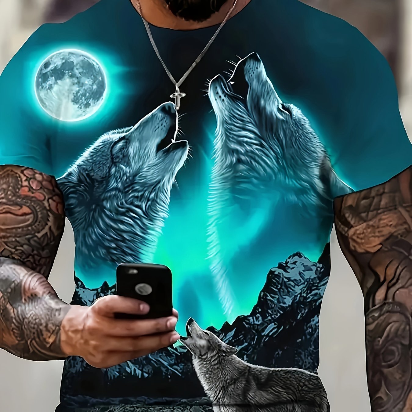 Men's 3D Wolf Print T-Shirt - Ideal for Summer Outdoor Activities