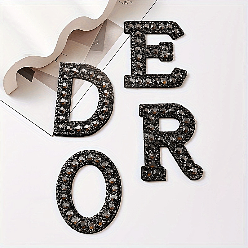 Embroidered Black Rhinestone BRIDE Patch with 26 Letters for DIY Dress, Jeans, and Hat Embellishment