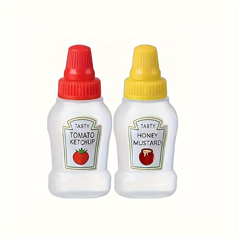 4 ta mini ketchup shishasi, har biri 25ml, harakatda foydalanish uchun ziravorlar. BPA dan xoli, ko'chma va qayta ishlatiladigan.