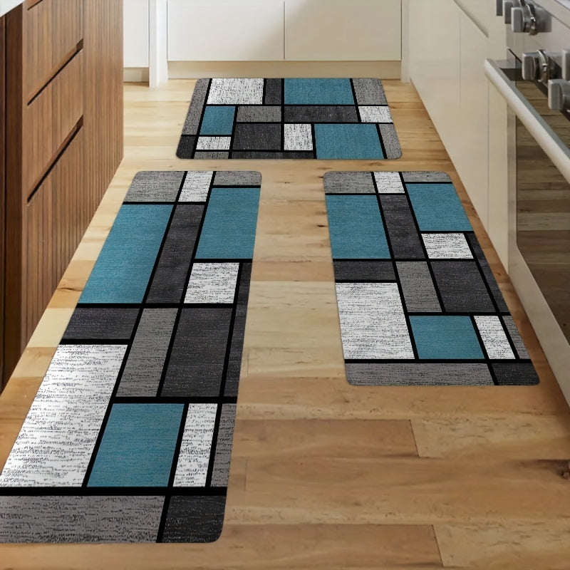 1pc Geometric Pattern Kitchen Rug - Absorbent, Non-Slip, Stain Resistant, Waterproof, Comfort Standing Mat for Living Room, Bedroom, Bathroom, Kitchen, Laundry, Office - Home Decor Runner