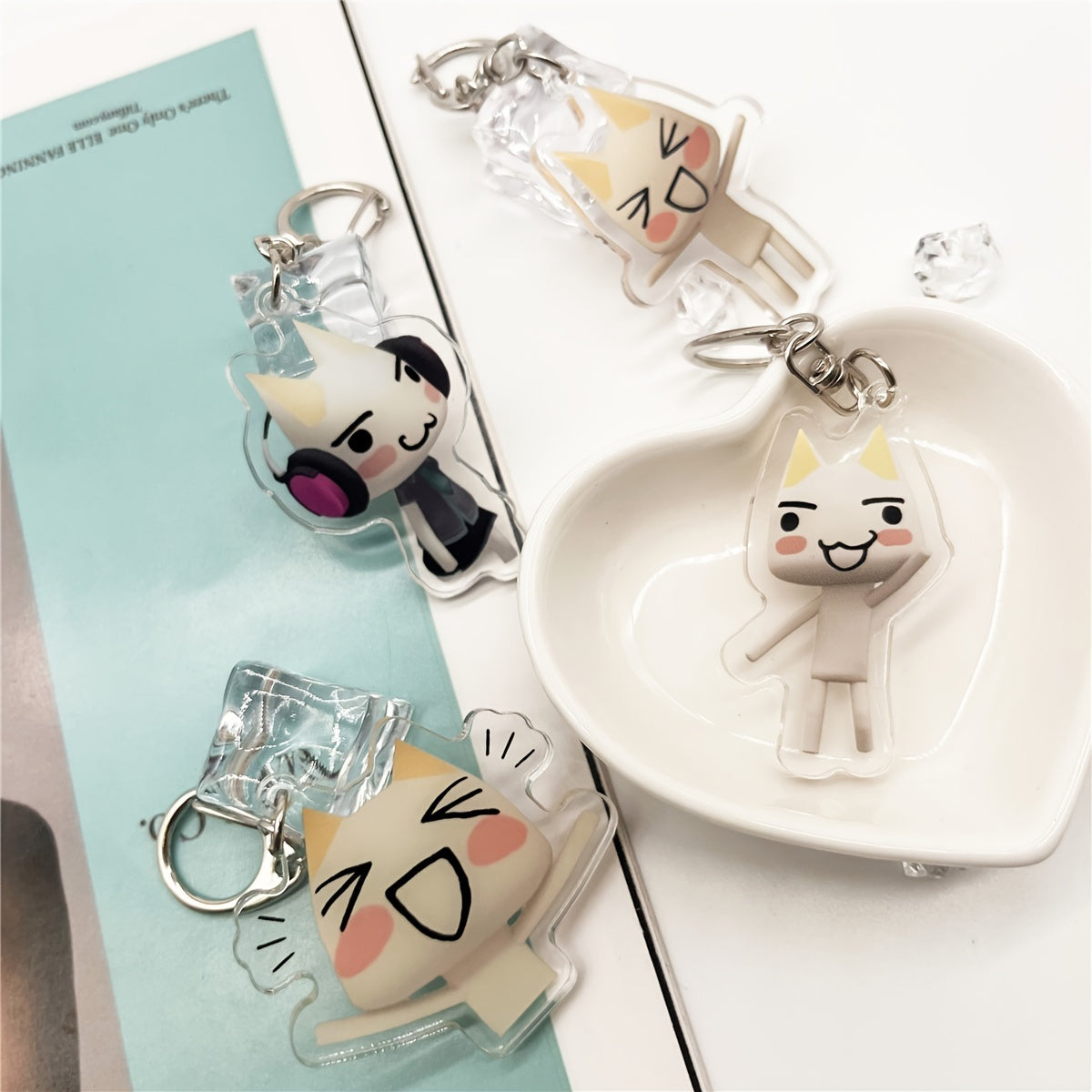 Adorable Cartoon Cat Acrylic Keychain by Inoue Toro - Perfect for Bag Accessories, Pendants, Jewelry, and Fan Gifts