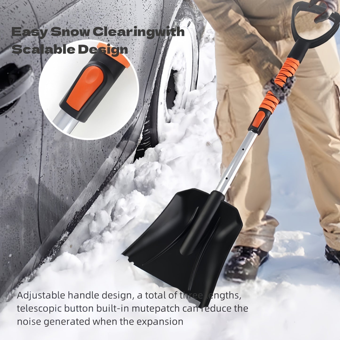 Get ready for winter with this versatile 2-in-1 Telescopic Snow Shovel & Ice Scraper Set! The multi-purpose detachable snow brush also features an adjustable squeegee for use on bathroom, car, glass, wall, and floor surfaces. This convenient 2-piece set