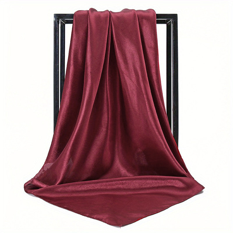 Large satin square scarf for women, suitable for hair wrapping or as a gift. Made from imitation silk.