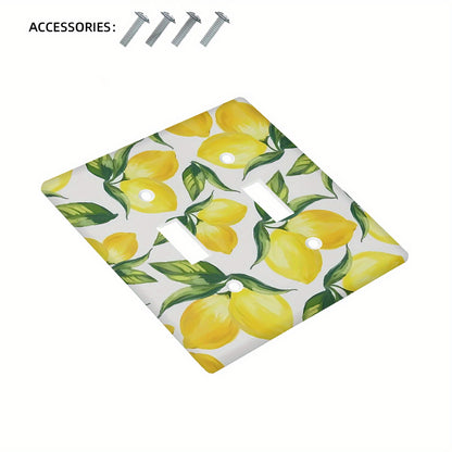 Stylish yellow lemon light switch cover for 1 or 2 gang switches, ideal for kitchen, bathroom, and living room decor.