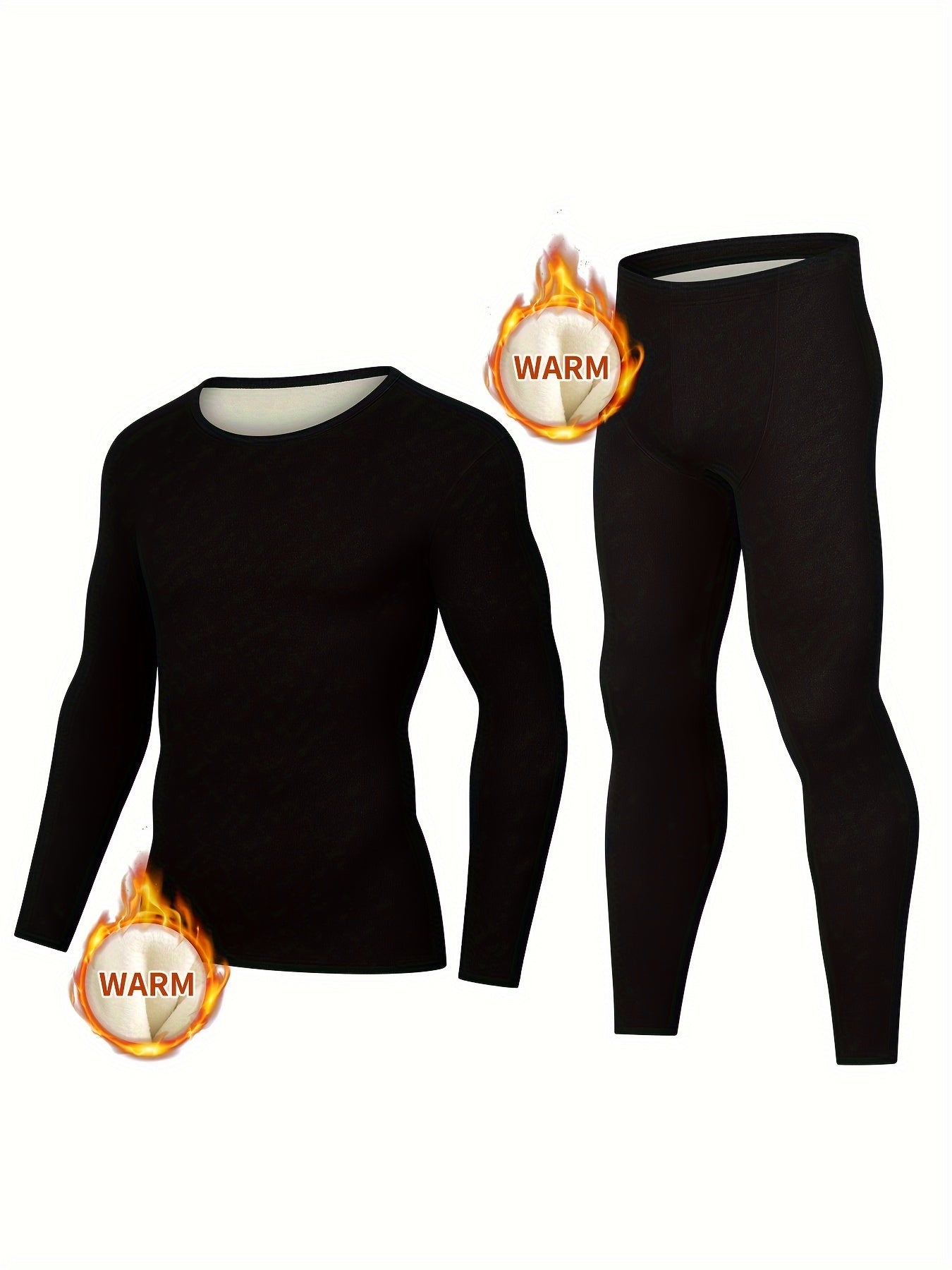 Men's warm underwear set for autumn and winter, with pants and round neck top for adults and teenagers.