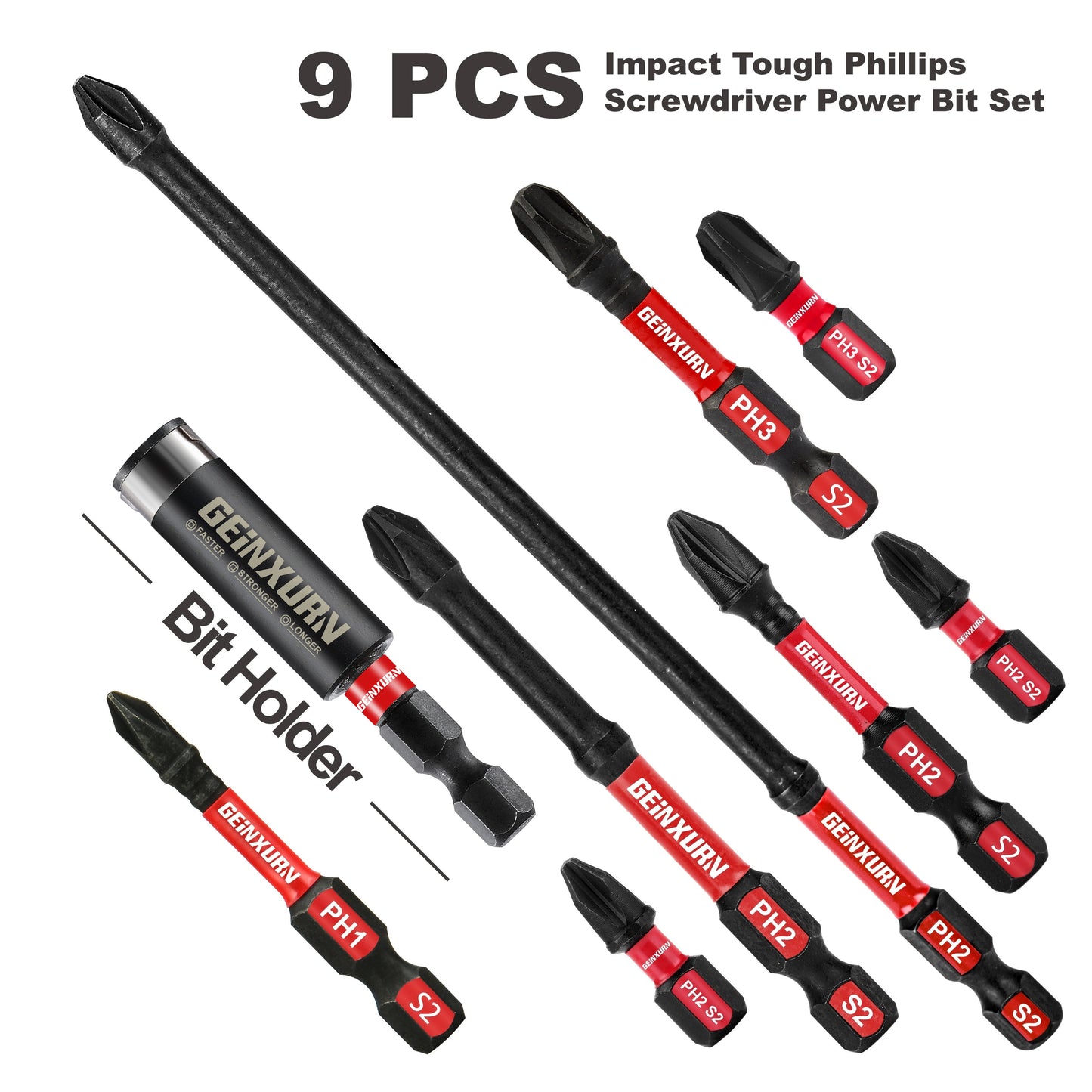 Phillips Impact Tough Screwdriver Power Bit set #1 #2 #3, Insert bit set PH1 PH2 PH3.