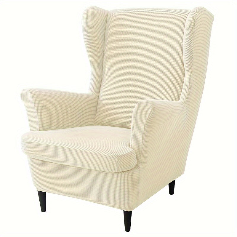 2-piece set of stretch chair covers with elastic bottom for wingback chairs, armchairs, and sofas to protect furniture and enhance decor in living rooms, bedrooms, and offices.