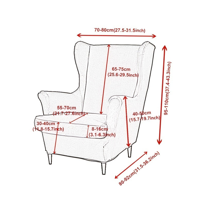 Set of 2 milk stretchy wingback armchair covers for furniture protection in the living room.