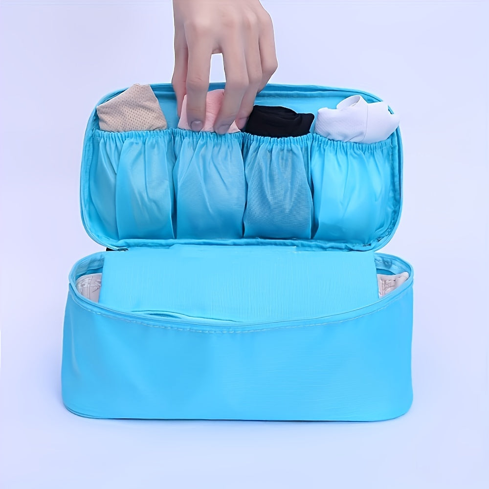 Zipper portable underwear storage bag for traveling, organizing lingerie and underwear.