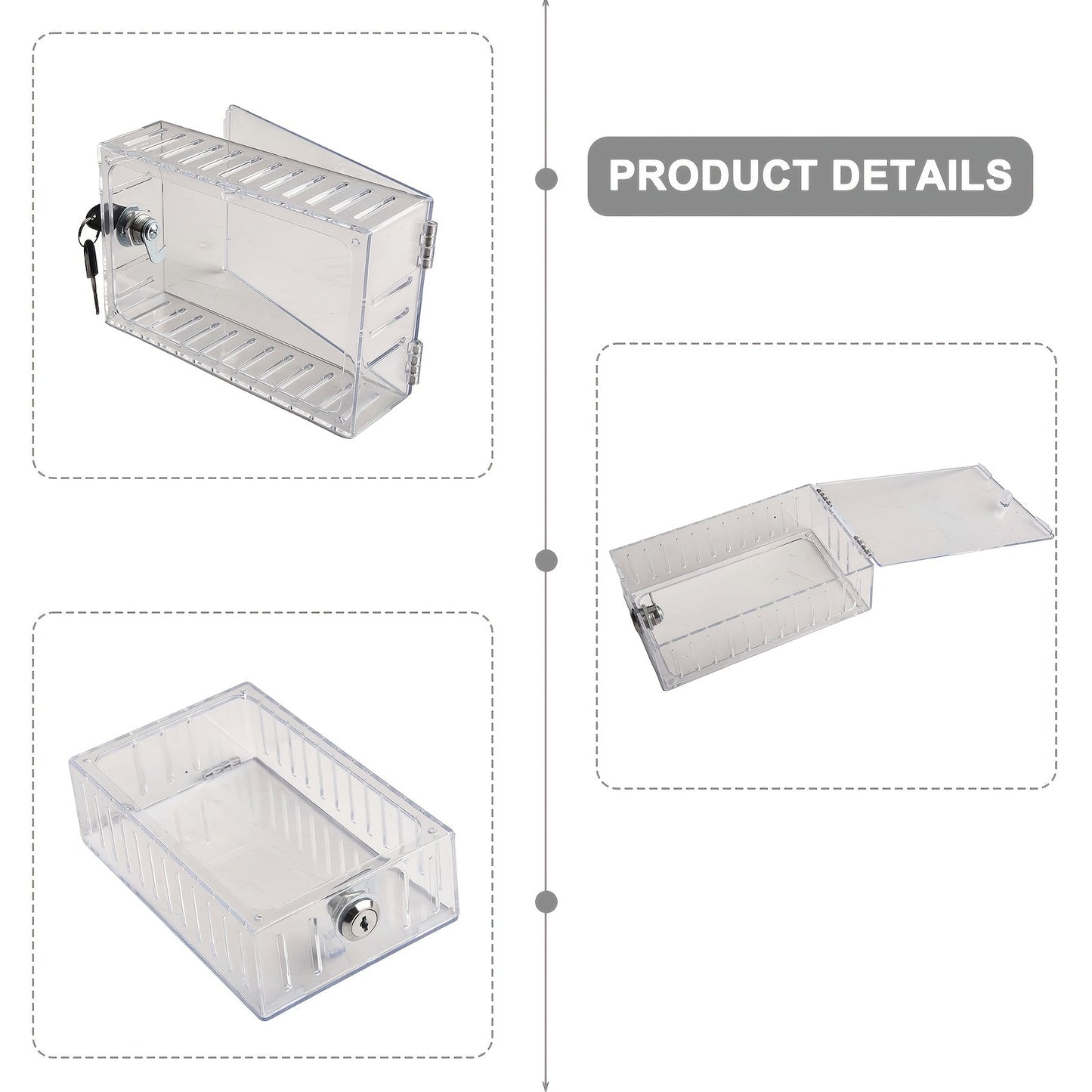 Transparent 1pc Thermostat Lock Box with Key for Security - No Power Required, Perfect for Heating & Cooling Systems and Air Purifiers