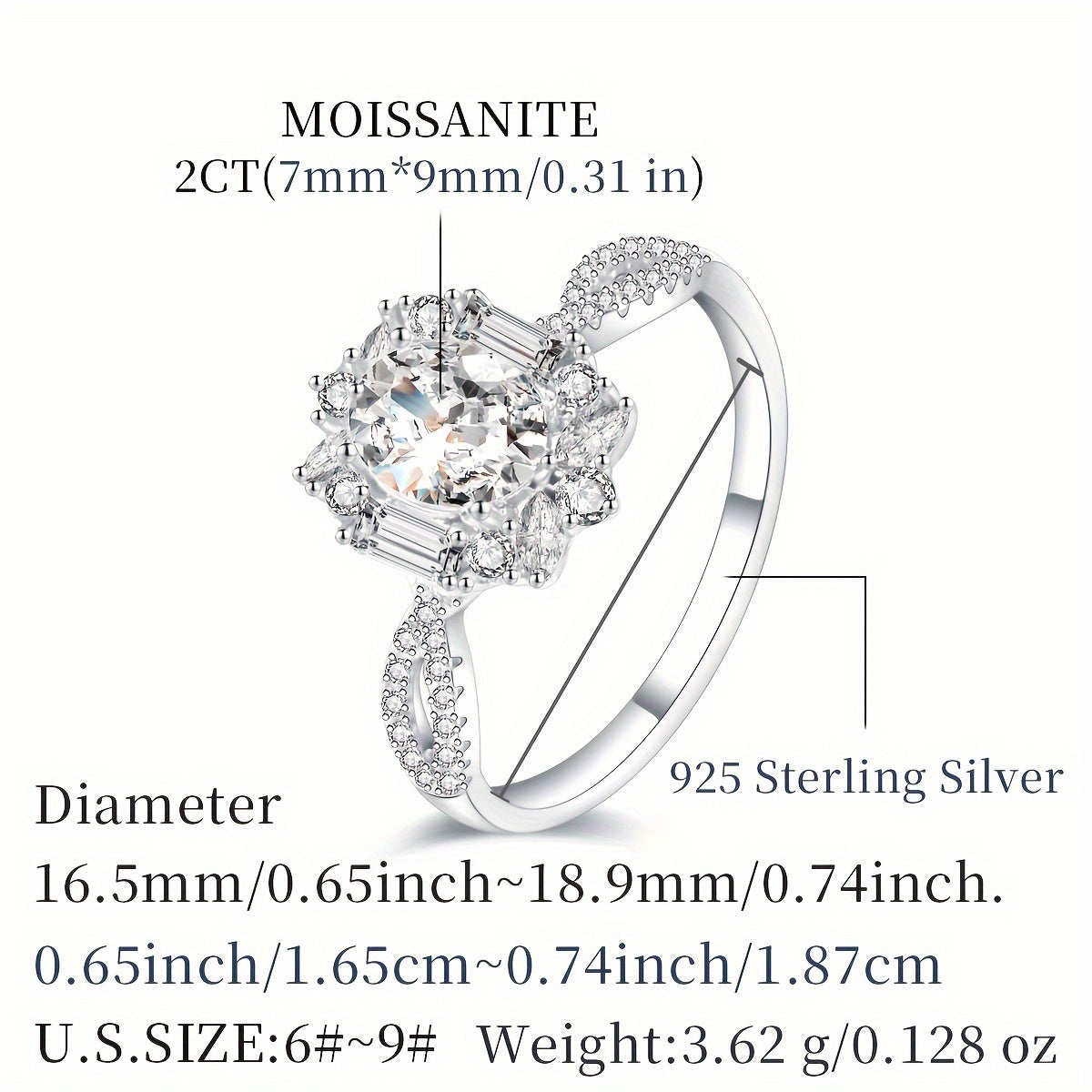 Stylish 2ct Moissanite Engagement Ring - Non-irritating S925 Sterling Silver, Exquisite Bohemian Design featuring Oval Pigeon Egg Cut, Ideal for Wedding & Anniversary, Comes with Certificate & Gift Box.