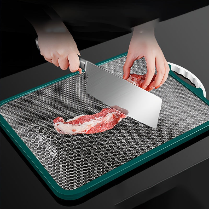 Kitchen Chopping Board made of 304 Stainless Steel, featuring a Non-Slip Grip and Drainage Holes - Safe for Food Handling