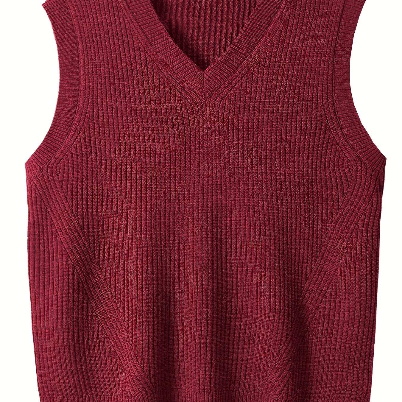 Oversized solid knit vest sweater for plus size men, perfect for spring and autumn, trendy sleeveless style for males.