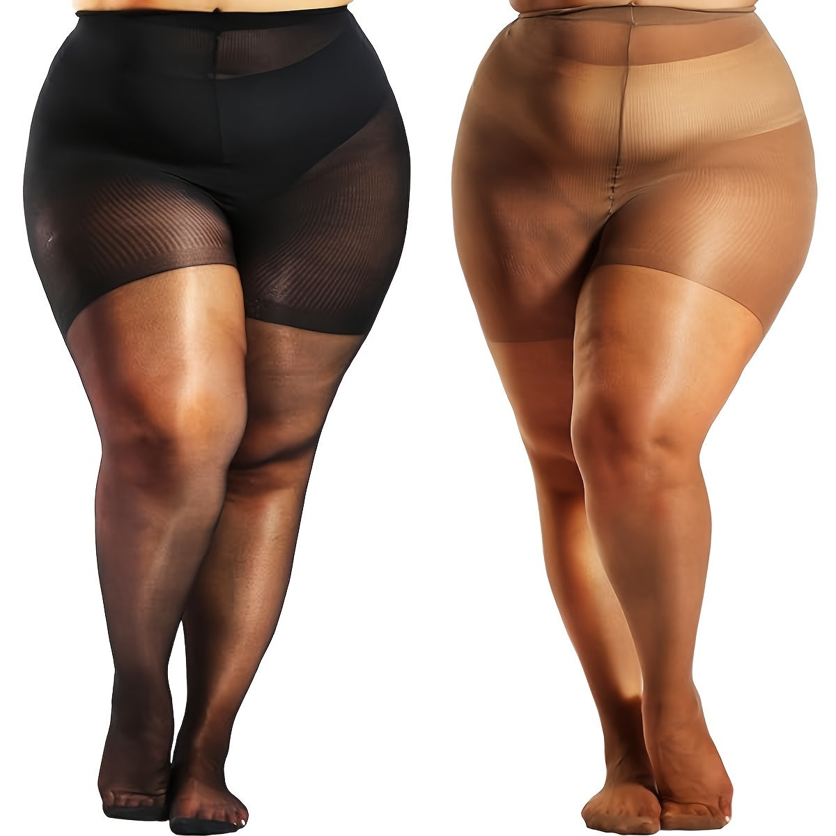 Two stylish packs of soft, large-sized, high-elastic women's tights.