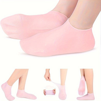 Silicone gloves and socks for soft, fragrance-free hand and foot care.