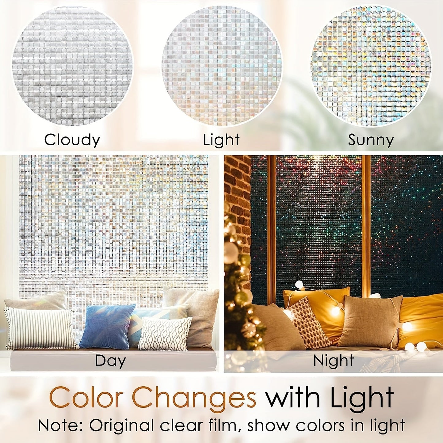 Frosted Retro Mosaic Grid Privacy Glass Film provides heat insulation with adhesive-free application. This semi-transparent film offers sun protection and can be used as window decals or stickers. Perfect for adding decoration to your bathroom or door