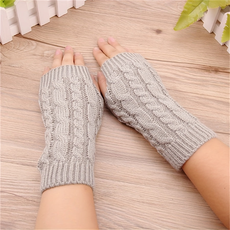 Stay cozy and stylish with these unisex acrylic fingerless arm warmers. Made from 100% knitted acrylic, they offer an elastic fit and a half-finger design for casual weekend warmth. Plus, they are touchscreen compatible for easy riding and mobile use.