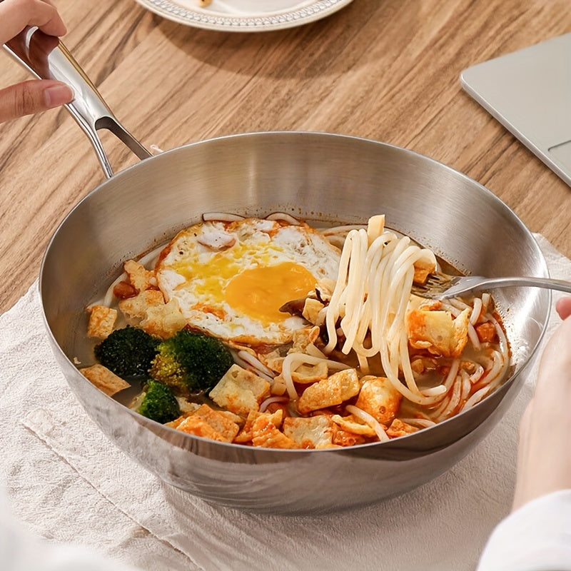 Stainless Steel Frying Pan Set in Three Sizes (24.13cm, 25.91cm, 27.94cm) - Strong and Long-Lasting Triple-Layer Construction with Heat-Resistant Handle & Shatterproof Glass Lid - Ideal for Use on Any Stovetop