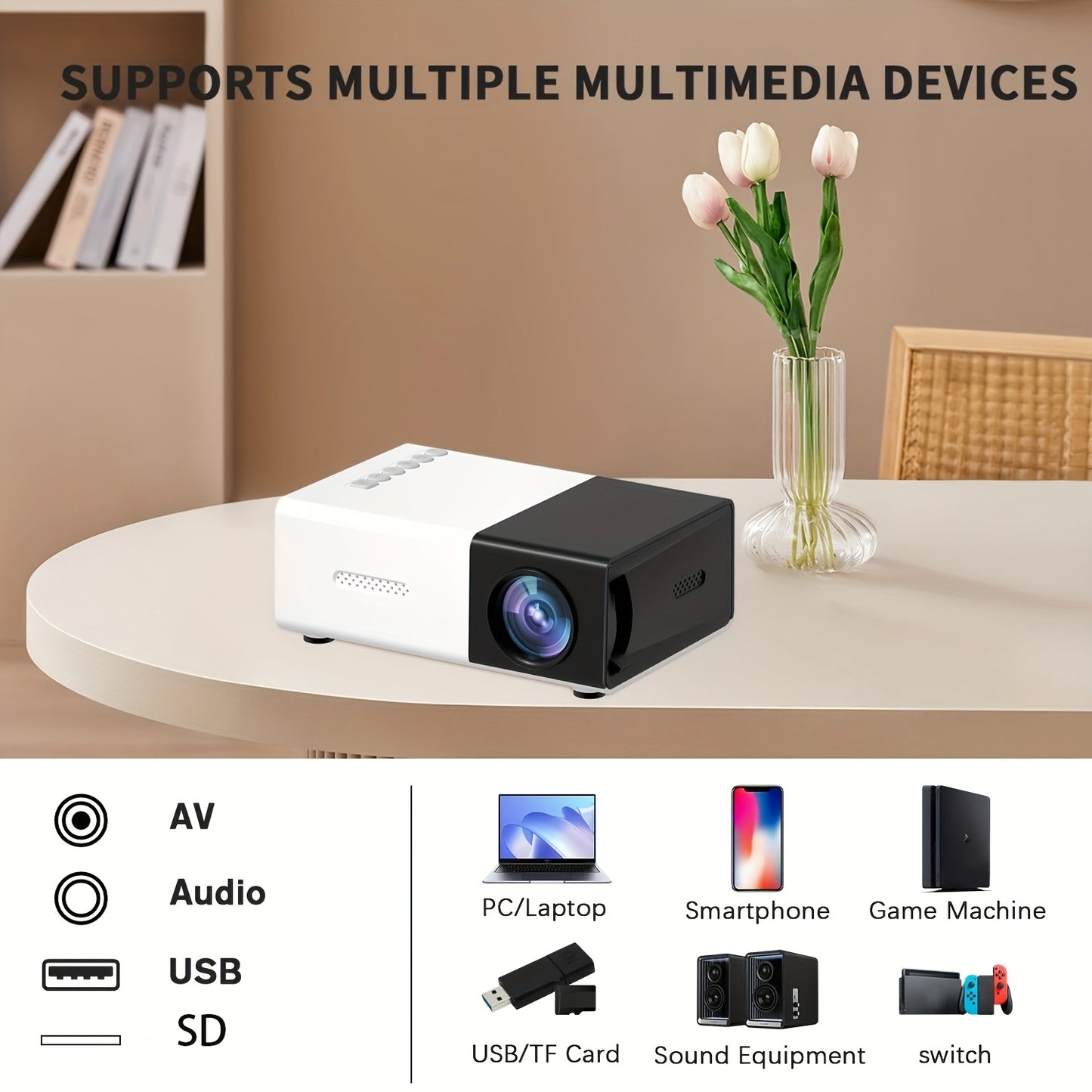 2025 Upgraded High-Def Mini Projector for Camera/Android/Windows laptops with Remote Control, Home Entertainment, Valentine's Day/Holiday Gifts