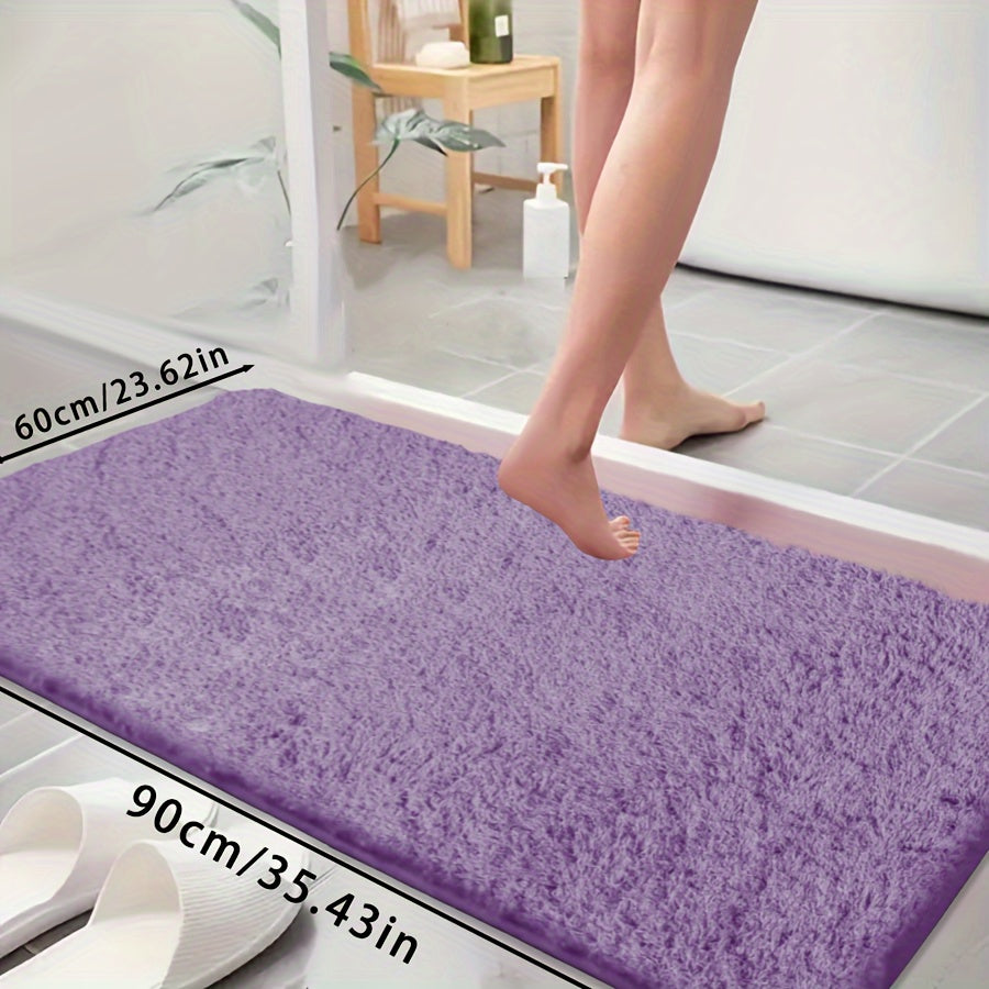 Ultra-soft bathtub mat with non-slip backing, absorbent and fade-resistant. Perfect for bathroom, laundry room, or entranceway.