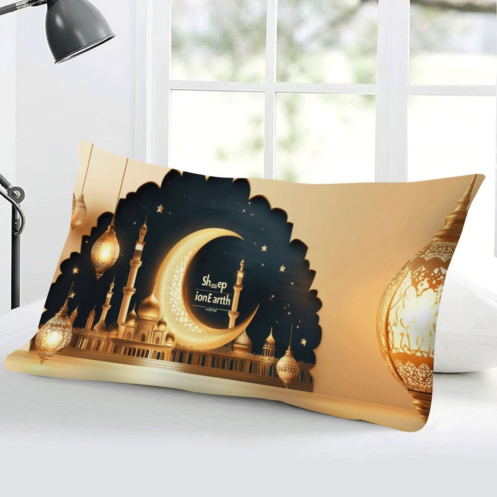 This Classic Ramadan Mubarak Islamic Lantern Watercolor Hug Pillow Cover measures 50.8X30.48cm and is made of soft flannel fabric. It features an invisible zipper closure and is machine washable for convenience. Perfect for all-season use, this back