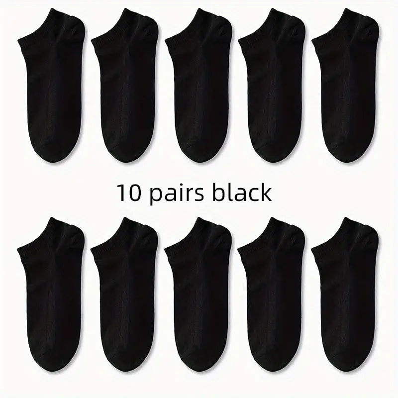 10 pairs of comfortable and breathable men and women ankle socks for spring and summer.