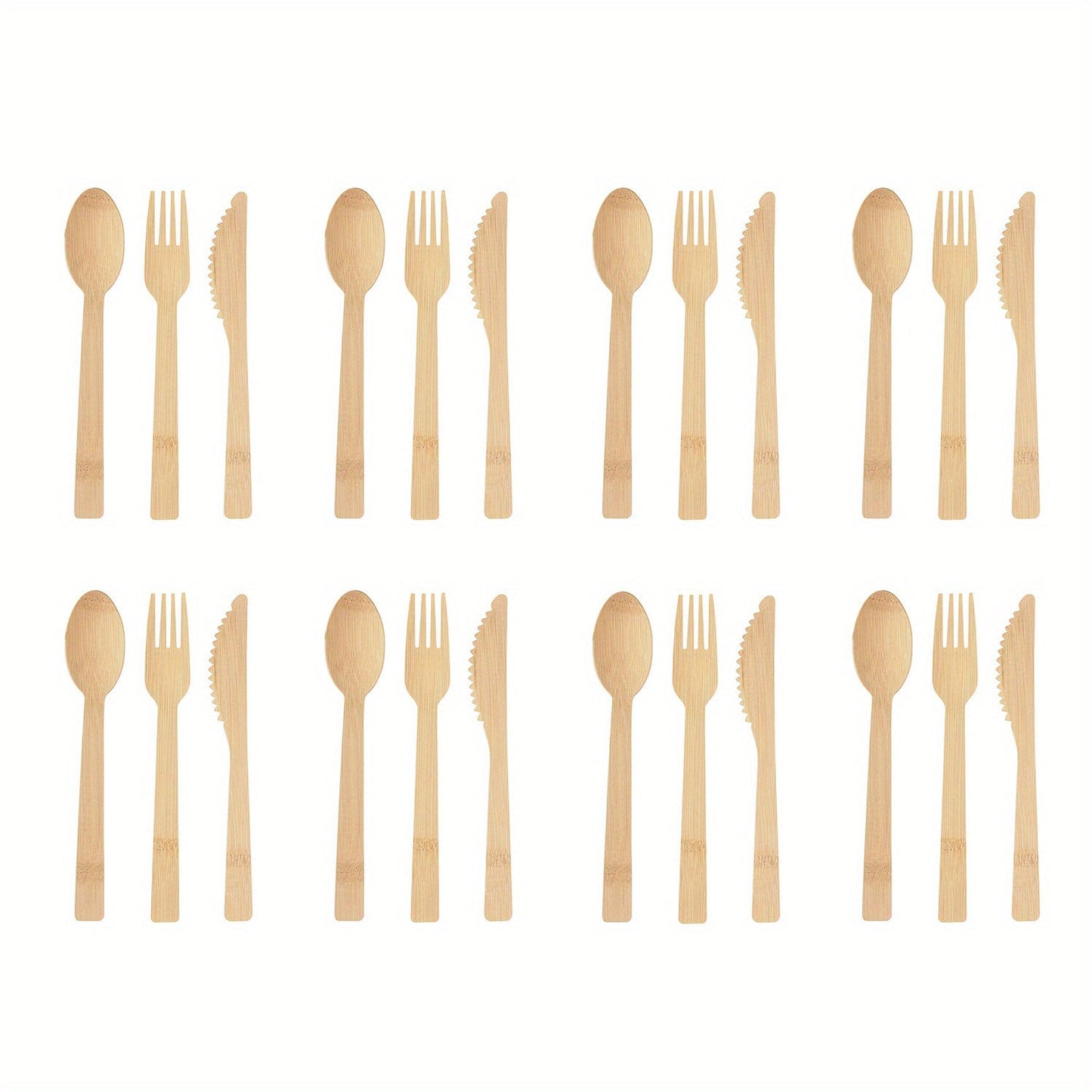 Premium Bamboo Cutlery Set - Available in 24 or 36 pieces, Includes Disposable Knives, Forks, and Spoons Perfect for Parties, Picnics, and Outdoor Events