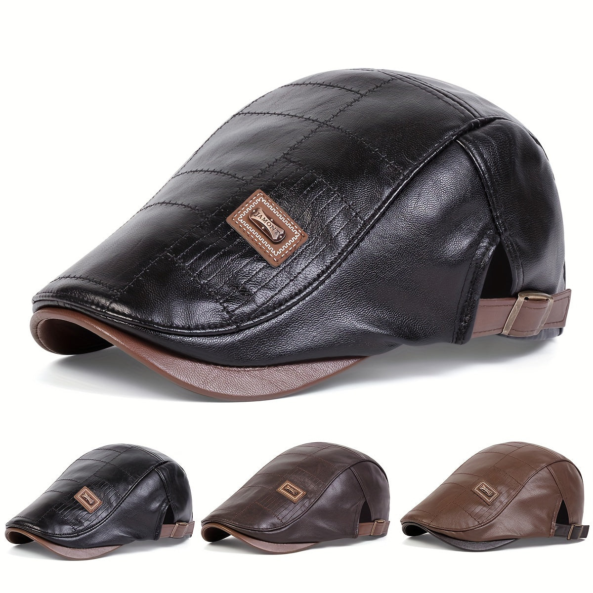 PU Leather Gentlemen Beret for Autumn and Winter Travel