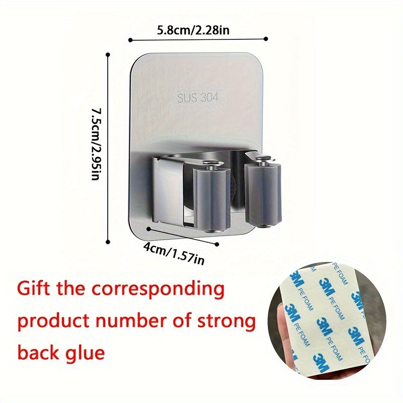 3 Ta'mirlanmaydigan Po'lat Mop Qulflari - Oson O'rnatish, Teshiksiz Devorga O'rnatish, Uy Tozalash uchun Mustahkam Tashkilot.