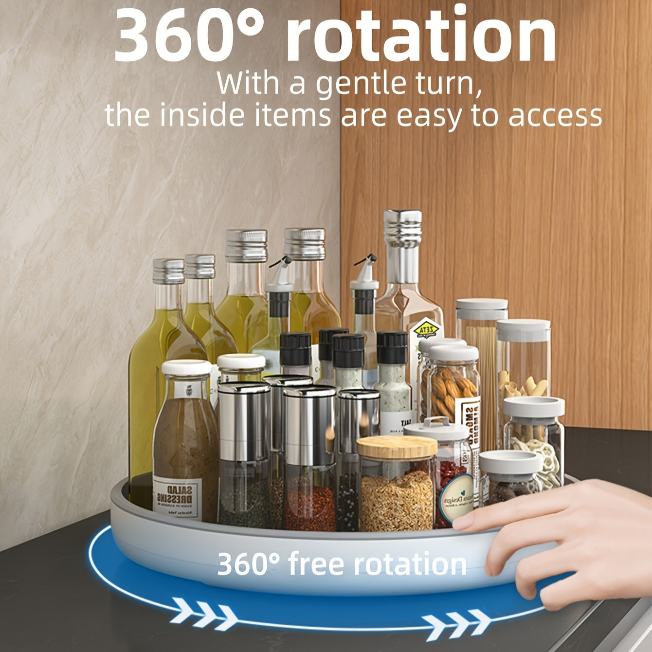 1pc Kitchen turntable for organizing seasoning and vinegar bottles with 360 rotation storage