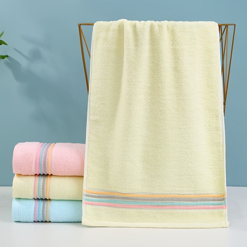 3-Pack of modern, soft knitted cotton towels with stripes, 420 GSM, space-themed design, 3-color combo