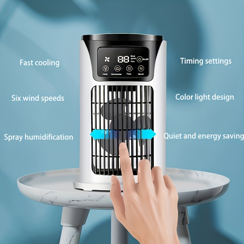 Essential Office and Household 3-in-1 USB Portable Air Conditioner with Humidifier, Atmosphere Light, and Fan Functions