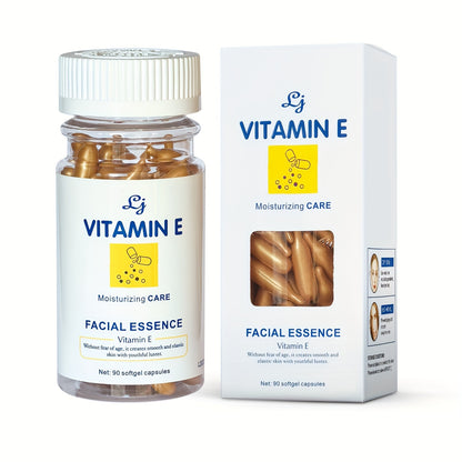 90 capsules of Vitamin E face serum, suitable for all skin types, provide gentle moisturizing, lifting, firming, and softening effects.